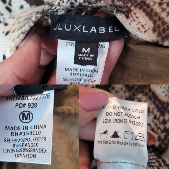 JLuxlabel Snake Long Sleeve Wrap Bodysuit Leggings Set Sz M Sheer Sexy Chic - Picture 3 of 16